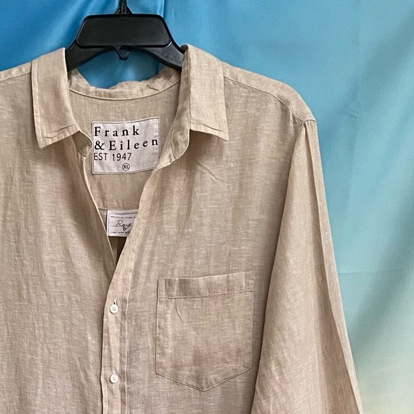 Frank & Eileen Rory Long Sleeve Linen Shirtdress dress Size: XL Sand - Picture 5 of 16